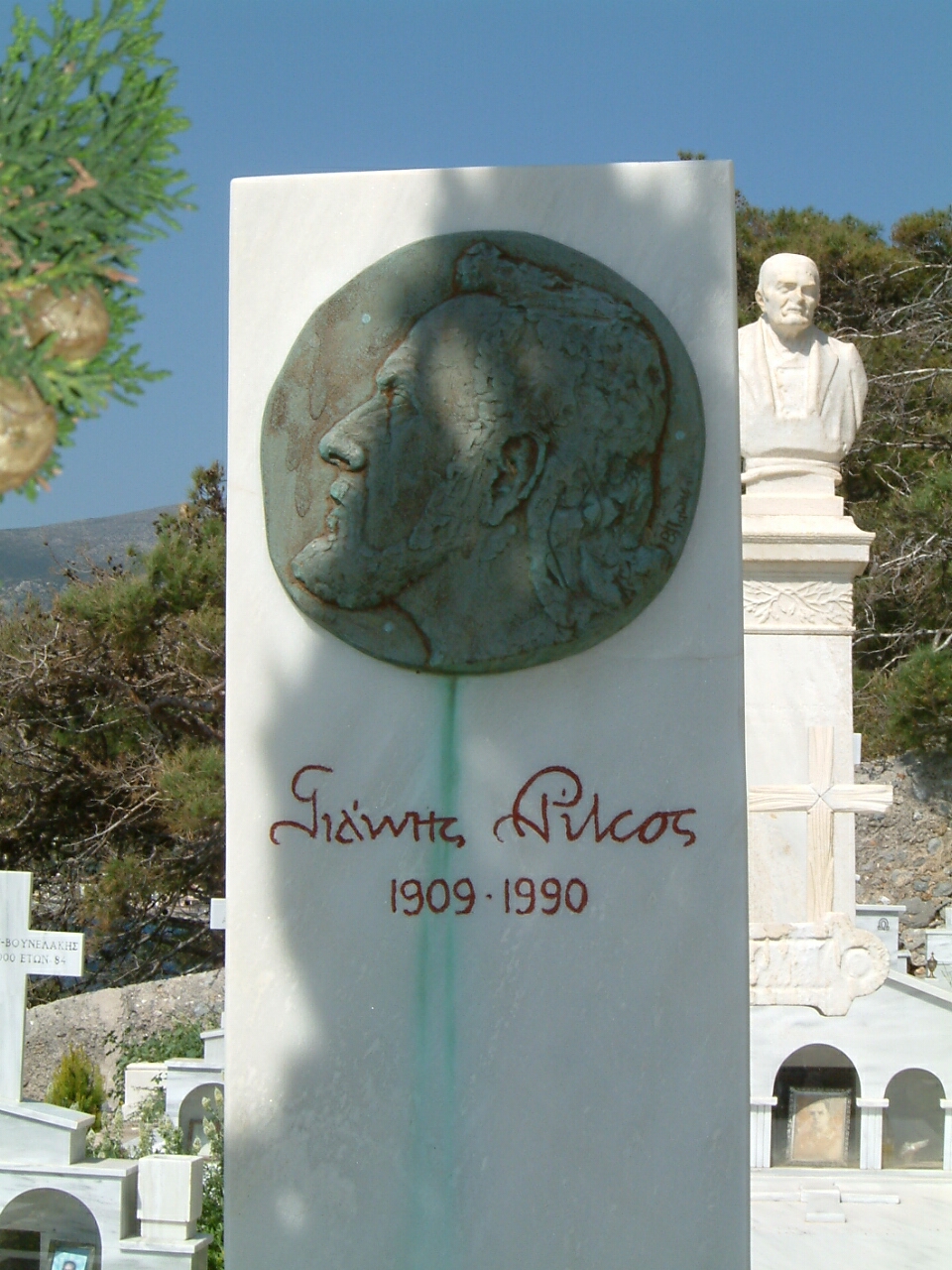 The tomb of Yiannis Ritsos in Monemvasia cemetery